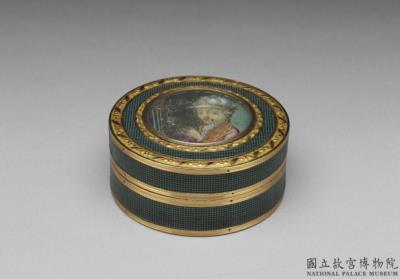 图片[2]-Gold-bordered painted lacquer round box with western lady design, circa latter half of the 18th century, France-China Archive